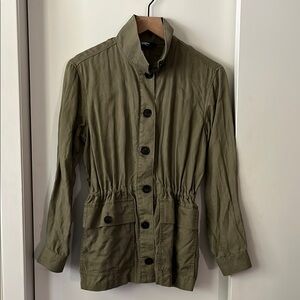 Lands’ End Women’s Olive Green Button-Up Linen Jacket / Parka - size XS